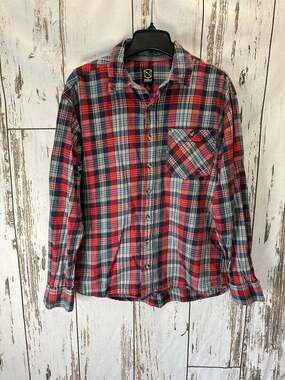 Noble Outfitters Men's Flannel Shirt Cotton Size Large Regular Red/Black Plaid